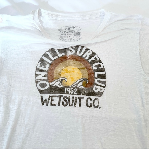 Y2K O'Neill Sheer Graphic Logo Tee - White/Brown - XL - Picture 7 of 10